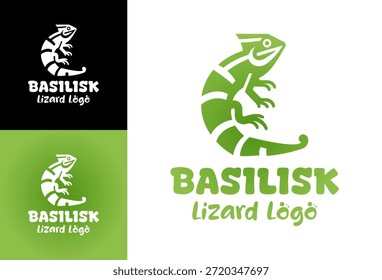 Dieses moderne minimalistische Basilisk Echsenlogo passt zu hochwertigen visuellen Systemen für Wildtiere und Reptilien.