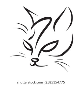 This modern, minimalist cat illustration features sleek, flowing lines that capture the essence of feline elegance. The abstract strokes give the design a dynamic and edgy appearance