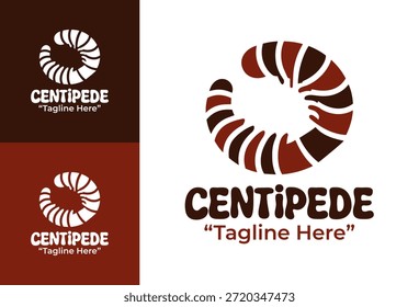 This modern minimalist centipede logo is designed for bold creature branding, education media, and creative concepts.