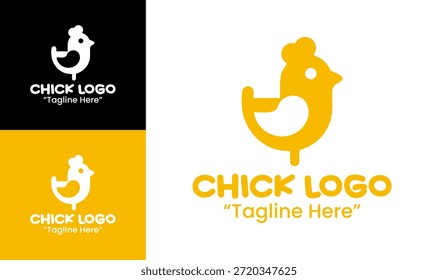 This modern minimalist chick logo works well for animal symbols, educational media, and farm-themed brands.