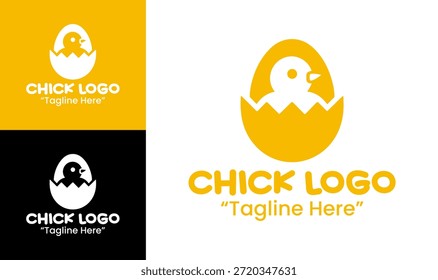 This modern minimalist chick logo is designed for cute branding, food startups, and playful animal visuals.