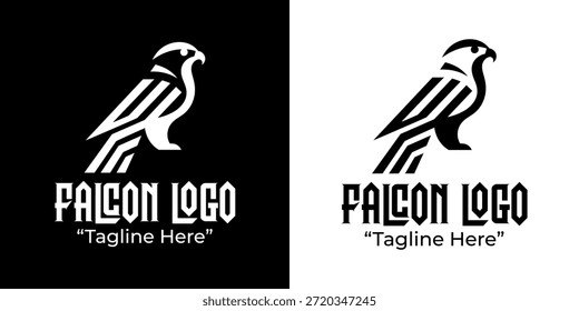 This modern minimalist falcon logo highlights clean form for nature, outdoor, and wildlife-focused brands.