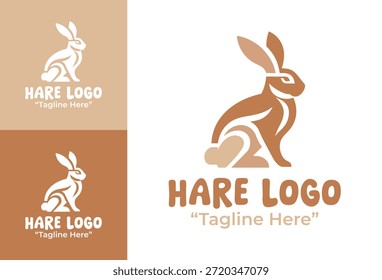 Dieses moderne minimalistische Hasenlogo unterstreicht Eleganz und Bewegung für Premium-Wildlife- und Naturmarkensysteme.