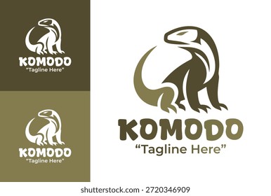 Este moderno logotipo minimalista de komodo está diseñado para una marca audaz que representa la fuerza y el dominio.