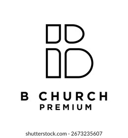 Este moderno y minimalista logotipo presenta una estilizada letra B, ingeniosamente elaborada a partir de segmentos geométricos de línea negra sobre un fondo blanco limpio. Es ideal para marcar organizaciones religiosas