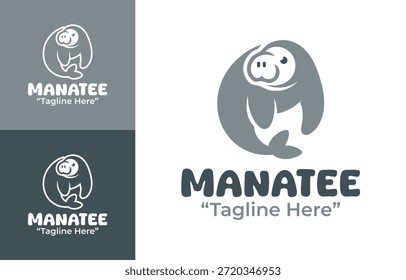 Dieses moderne, minimalistische Manatee-Logo wurde für die Erhaltung der Meere und die Umweltmarkenvermarktung entworfen.