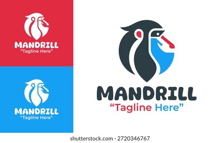 Este moderno logotipo minimalista de mandril está diseñado para proyectos de marca y vida silvestre centrados en los primates.