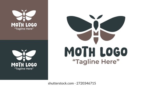 Dieses moderne minimalistische Mottenlogo ist für Öko-Marken und naturinspirierte Projekte konzipiert.