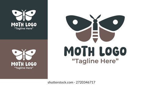 Dieses moderne minimalistische Mottenlogo ist für nächtliches Branding und künstlerische Identität konzipiert.