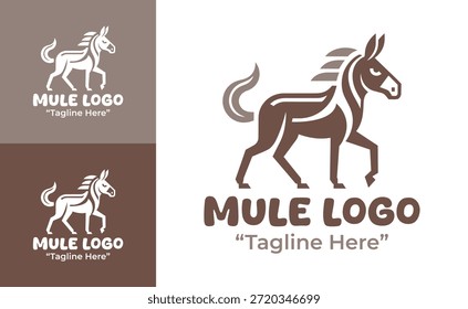 This modern minimalist mule logo supports livestock brands, farming communities, and rural enterprises.