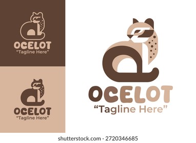 This modern minimalist ocelot logo suits feline brands, wildlife projects, and contemporary animal branding.