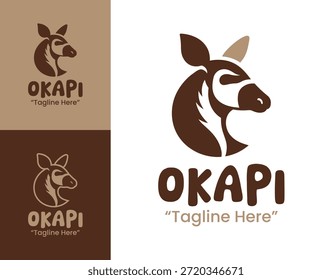 Este logotipo moderno minimalista okapi combina com marcas de animais exóticos, educação da vida selvagem e identidade de conservação.