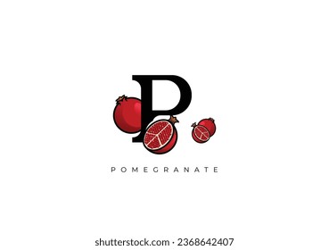 This is a modern Pomegranate Fruit Vector, Great combination of Pomegranate Fruit symbol with letter P as initial of Pomegranate itself. Nice for Logo, Monogram, Symbol or any graphic design needs.