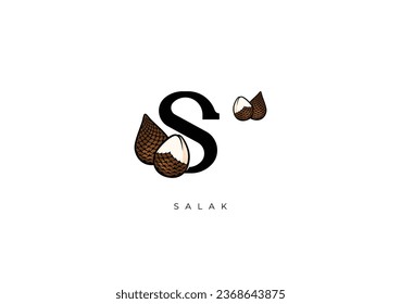 This is a modern Salak Fruit Vector, Great combination of Salak Fruit symbol with letter S as initial of Salak Fruit itself. Nice for Logo, Monogram, Symbol or any graphic design needs.