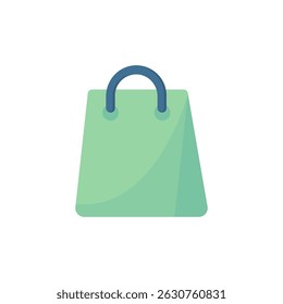 Este ícone de saco de compras moderno em verde suave com uma alça azul elegante simboliza compras on-line e varejo, apelando aos consumidores no mercado dinâmico de hoje com várias escolhas