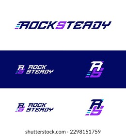 This modern and sleek letter logo design features the word "Rocksteady" in a bold font, with a monograph version for added versatility. This design is perfect for a variety of purposes, including logo