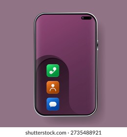 This modern smartphone homescreen UI design displays colorful app icons on a mobile phone screen with a clean and minimal layout