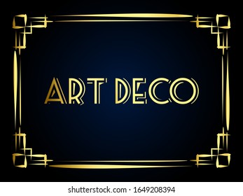 This is a modern take on the 1920s Art Deco style. Hand-drawn golden frame on a dark background.