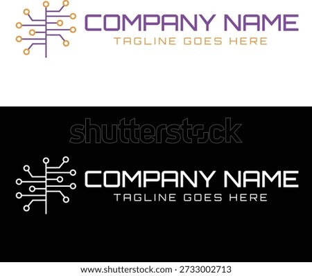 This modern technology company logo features an abstract circuit and digital network icon symbolizing innovation, connectivity, data flow, and advanced technology. The clean geometric lines and node structure represent software development, IT solutions, artificial intelligence, blockchain, electronics, and digital transformation. Designed with a professional and minimal style, this logo is ideal for tech startups, software companies, IT firms, digital agencies, cybersecurity businesses, electronics brands, and corporate technology services. The versatile design works seamlessly across websites, mobile apps, presentations, business cards, marketing materials, and corporate branding on both light and dark backgrounds.