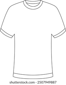 This modern t-shirt line art or outline design showcases a simple yet elegant depiction of a t-shirt in minimalist style. Perfect for apparel branding, coloring book, logos, or design projects. 