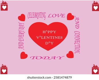 
This modern Valentine's Day card features a vibrant design with beautiful gradients blending shades of red and pink, creating a warm and romantic 