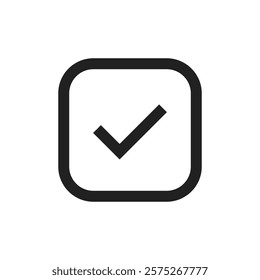 This modern vector checkmark icon symbolizes approval, task completion, and positivity, ideal for digital designs, mobile apps, and documentation conveying success and affirmation