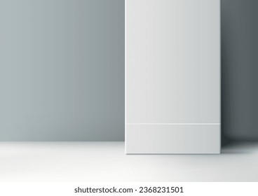 This modern white studio room with a white backdrop is ideal for product photography, mockups, and showcases. The white backdrop allows your products to take center stage. Vector illustration