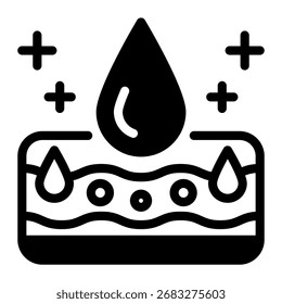 Este icono de piel de humedad es adecuado para su uso en el cuidado de la piel, dermatología y campos relacionados.