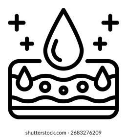Este icono de piel de humedad es adecuado para su uso en el cuidado de la piel, dermatología y campos relacionados.