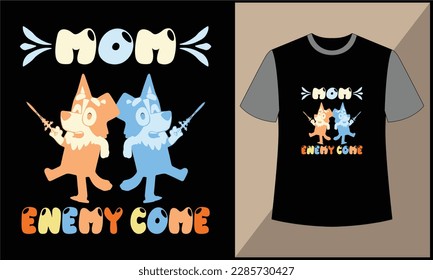 This is mom enemy come bingo buley illustration cartoon vector t shirt design. best selling design, top trending design. svg