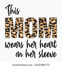 This mom wears her heart on her sleeve retro t shirt design