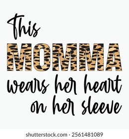 This momma wears her heart on her sleeve retro t shirt design