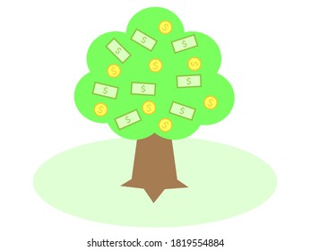 This is a money tree. Dollar bills and coin vector images.