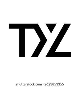 Dies ist ein Monogramm eines Buchstabens TYL in moderner Schrift, der in schwarzer Farbe auf weißem Hintergrund sauber aussieht