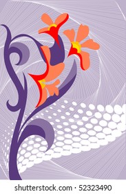 This is a monogram with purple and red floral elements