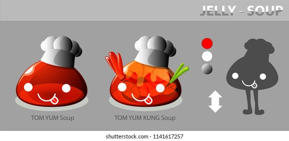 This is a monster food. Jelly soup Tom Yum and soup Tom Yum Kung.