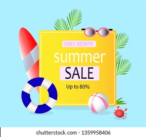 This month summer sale vector banner , vector illustration. 