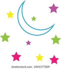 This is a moon and stars design icon