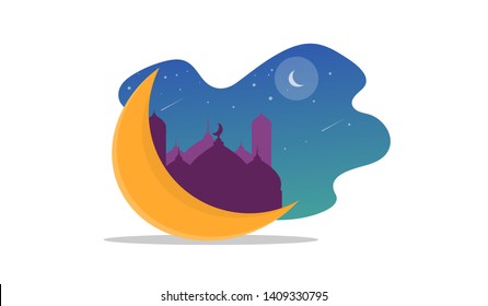 This is a mosque vector for Muslims who celebrate Ramadan and Eid al-Fitr