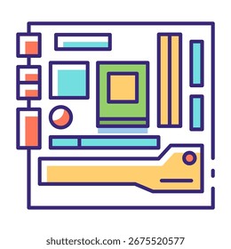Dieses Motherboard-Symbol ist für Computerkomponenten geeignet.