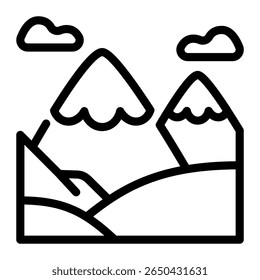 Este icono de montaña es adecuado para acampar, actividad al aire libre, vacaciones de verano, etc