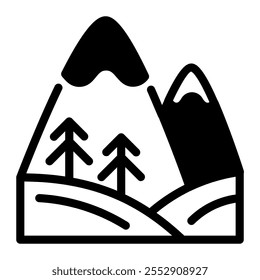 This Mountain icon is suitable for winter sport, sport, winter holiday, etc.