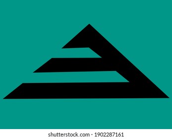 Esta imagen de diseño de logo inspirada en la montaña forma una silueta triangular sobre un fondo verde que representa los elementos de un árbol de madera