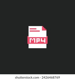 this is mp4 file icon in pixel art with simple color and black background ,this item good for presentations,stickers, icons, t shirt design,game asset,logo and project.
