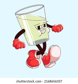 this is Mr Glass Walking and Smile illustration, download this artwork and choose the enhanced license for more usability