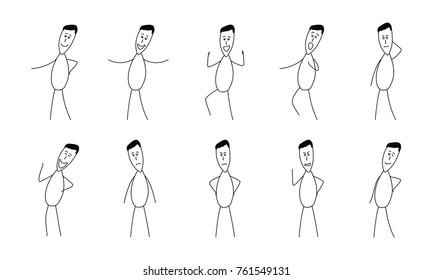 This is Mr Simple and his emotions: happiness, gladness, satisfaction, surprise, confusion, sadness, anger, winking