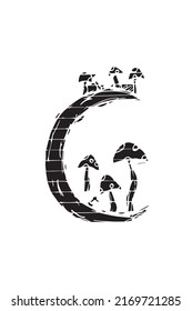 This is a mushroom and moon logo which is suitable for t-shirt and company logo designs