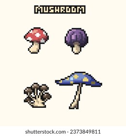 this is mushroom in pixel art with colorful color with white background this item good for presentations,stickers, icons, t shirt design,game asset,logo and your project.