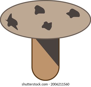 This is a mushroom umbrella that has been painted in a camouflage pattern.