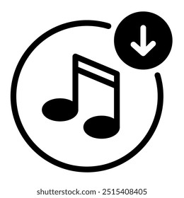 Dieses Musik-Download-Symbol eignet sich für Musik, Musikinstrument, Unterhaltung und Multimedia usw.